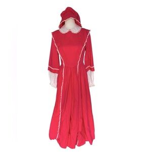 Vintage prairie dress pink with bonnet and bag